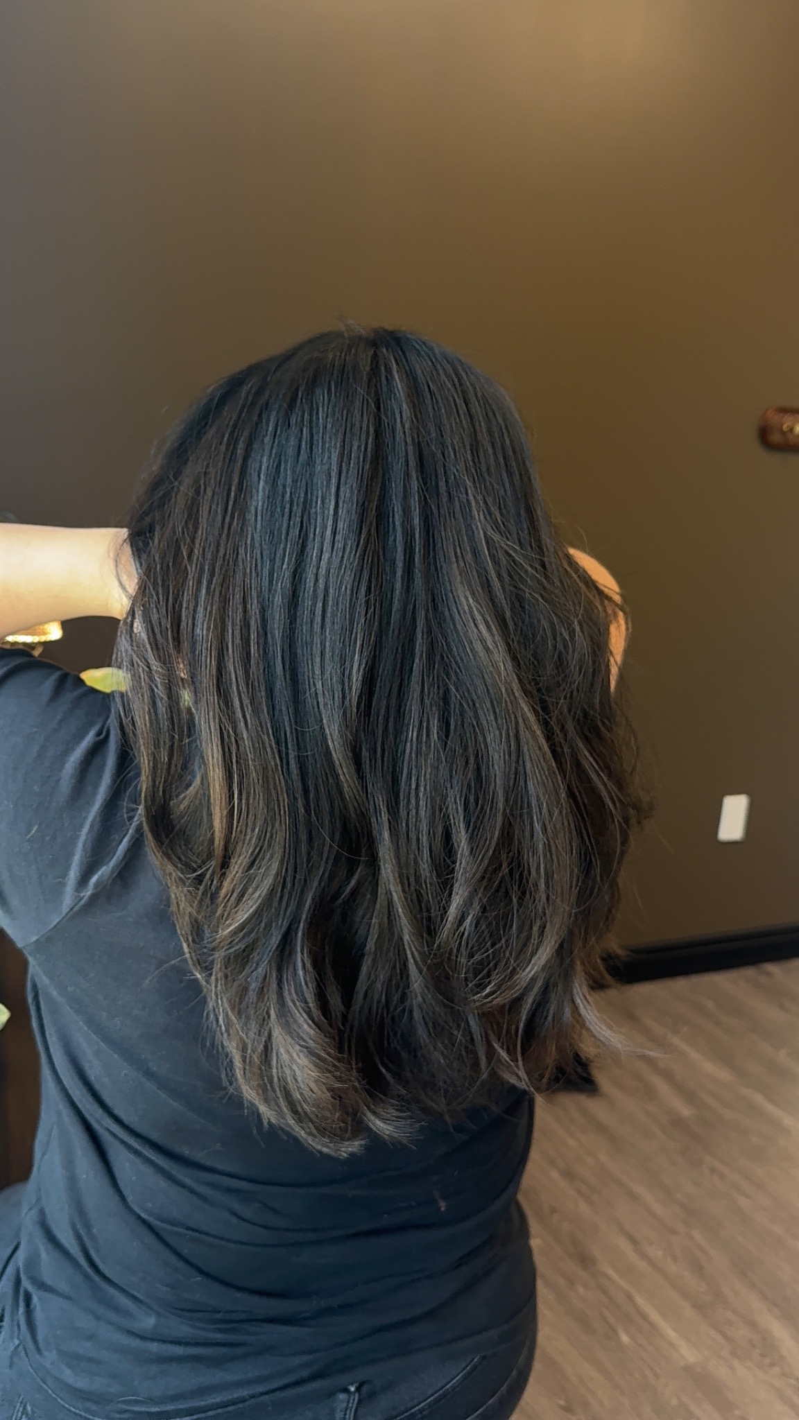 Glossy dimensional brunette layers by Hair by Maddie Rose